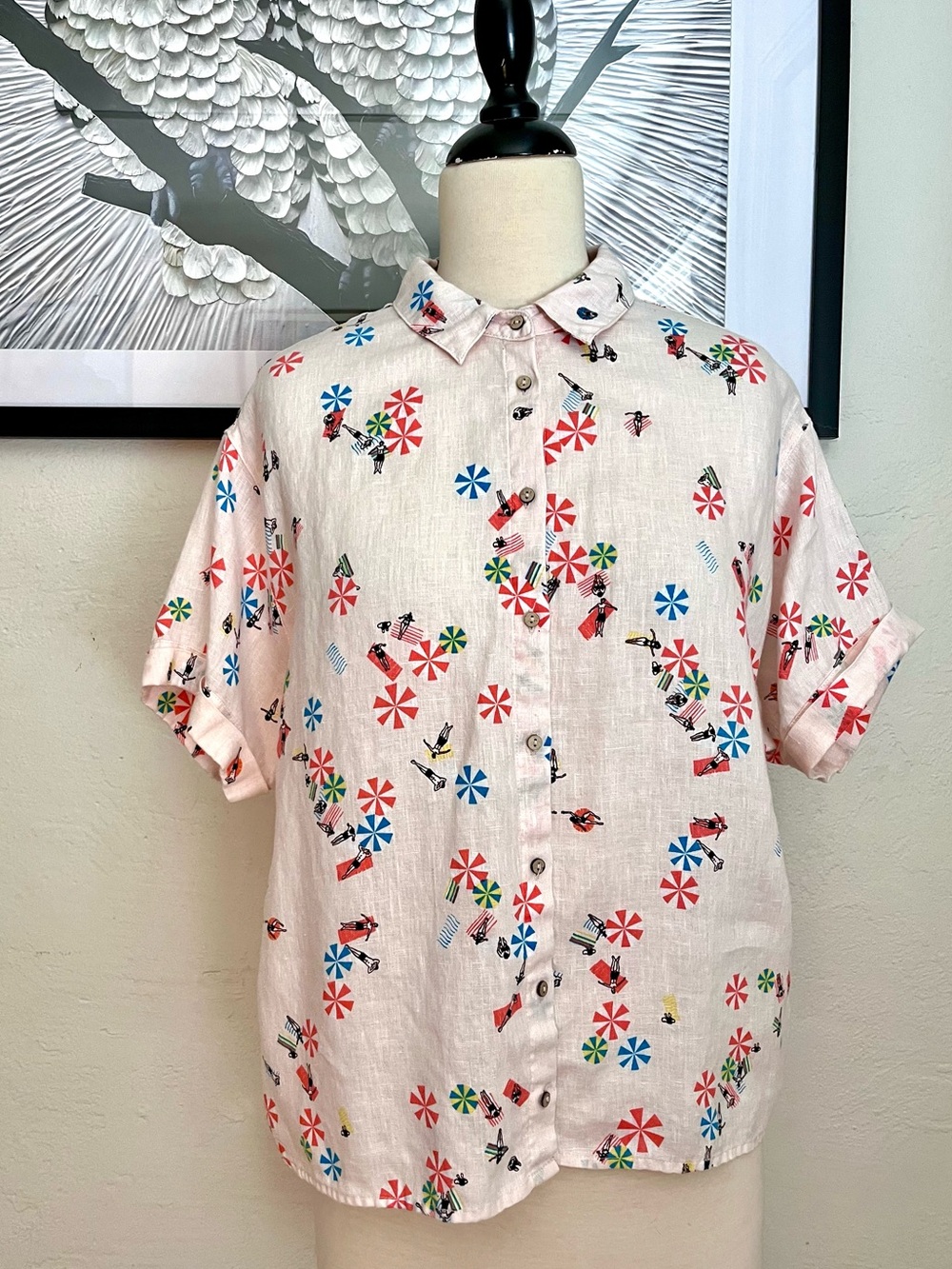 Cynthia Rowley 100% Linen Button Down Shirt